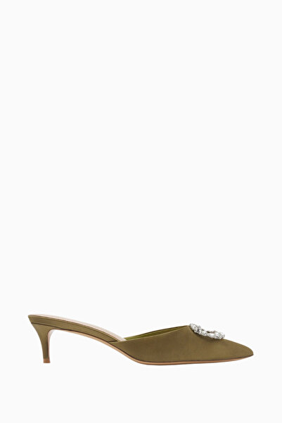 NASS Lily 50 Crystal Buckle Satin Pointed Toe Handmade Stylish and Elegant Mule