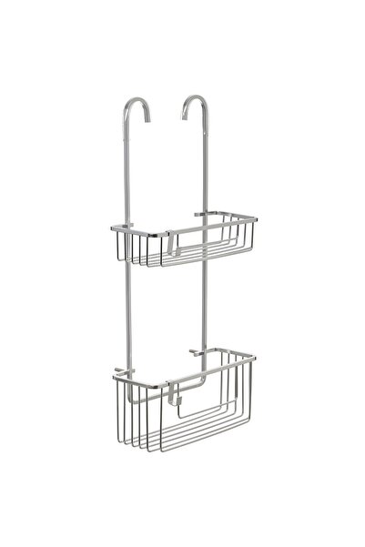 Tatay Etajera baie din aluminiu S6603400, montaj pe baterie dus, cromat, 2 ra...