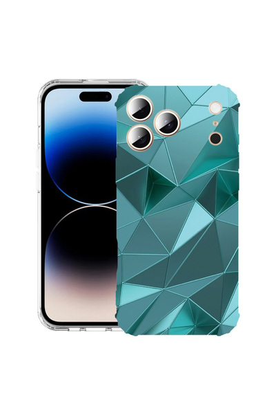 bestcase Carcasă antișoc pentru Apple iPhone 17 Pro, mozaic verde, 2052025 AS...