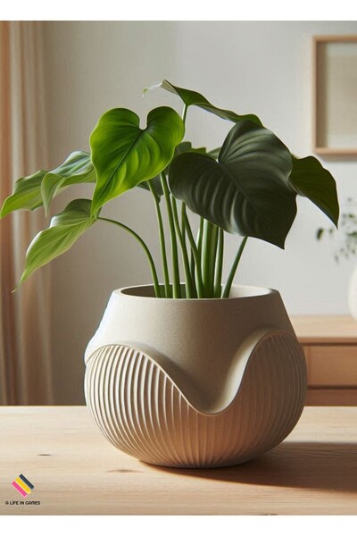 a life in games Dalgalı Desenli Saksı – Şık Modern Dekoratif Vazo & Biblo Bey...