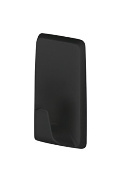 Tesa Cuier baie Powerstrips, montaj pe perete, benzi dublu adezive incluse, negru mat, o agatatoare,