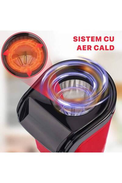 DigikalaX Hot-Air Popcorn Maker, Oil-Free, 3 Min Preparation, 1200W, Red