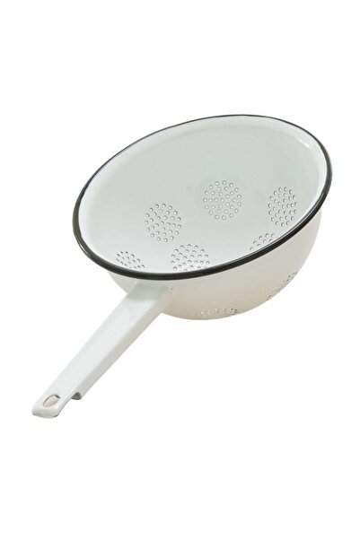 VEF Цедка с дръжка Vef, емайлиран метал, бяла, 20 см