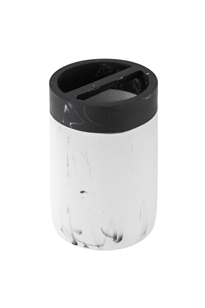 KADDA Държач за четка за зъби Marmor BPO-3917 B, полирезин, бяло + черно покр...