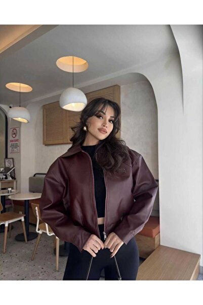 MODA DURAĞI سترة جلدية فاخرة من نوع بومبر