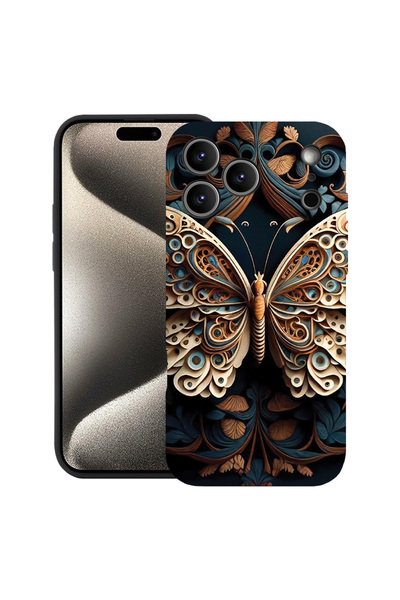 bestcase Carcasă premium din silicon pentru Apple iPhone 17 Pro, Fluture Frum...