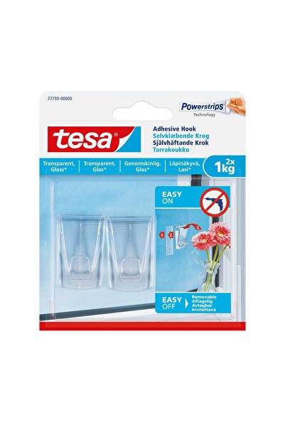 Tesa Cârlig adeziv, transparent, Tesa, 1 kg, 2 bucăți