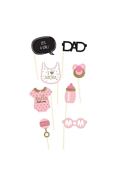 ANTBRO Σετ 8 τεμαχίων φωτογραφικών αξεσουάρ για baby shower - Είναι κορίτσι