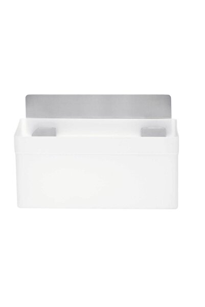 Tesa Bathroom Shelf Waterproof, Plastic + Stainless Steel, Adhesive Mount, White Finish, Single Shel