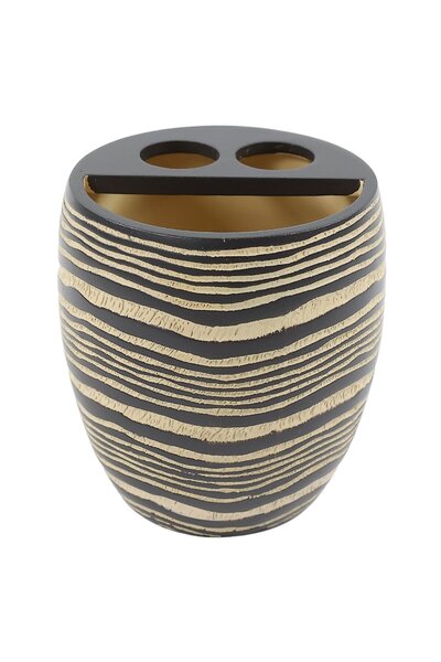 KADDA Toothbrush holder, Country BPO-0375 B, polyresin, cream / black, 9.8 x 11.3 cm