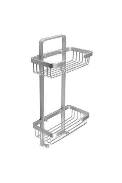 Romtatay Raft de baie din aluminiu Ice, finisaj cromat, două rafturi, 20,5 x ...