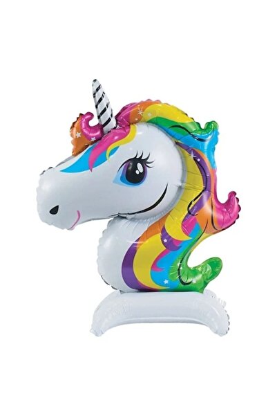 ANTBRO Метален балон Antbro® във формата на 3D еднорог с основа, 36x43 см