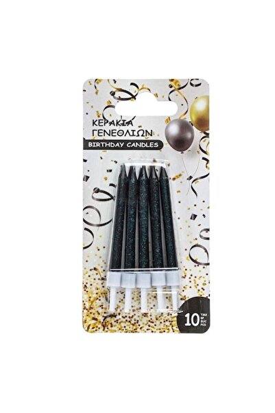 ANTBRO Σετ 10 κεράκια για τούρτα Antbro® σε μαύρο χρώμα με πράσινο γκλίτερ, μ...