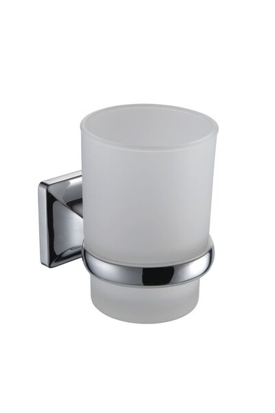 Iobagno Bathroom Glass Cup with Holder, Beta AC2405, 7 x 10 x 9.6 cm