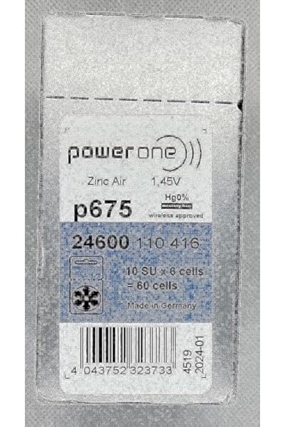 powerone بطاريات أجهزة السمع الألمانية P675، 1.45 فولت