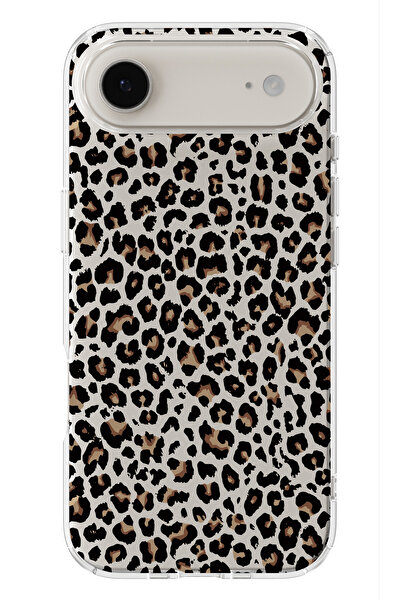 moonset Iphone 17 Air Uyumlu Leopar Tasarımlı Baskılı Şeffaf Telefon Kılıfı
