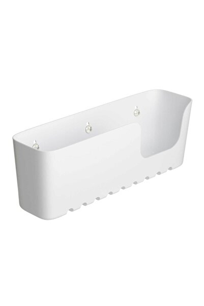 Romtatay Etajera baie din plastic S 42021, montaj ventuze, finisaj alb, un ra...