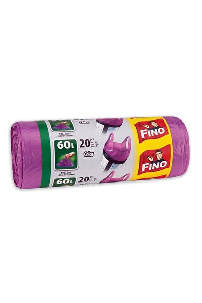 Fino Saci menajeri / gunoi HD, cu manere, violet, 60L, 20 buc