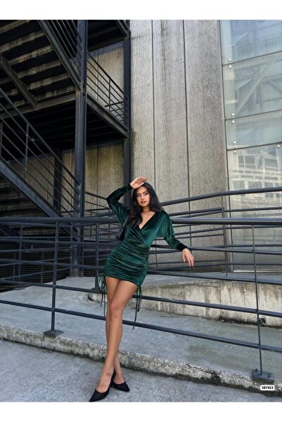 Modafeminen Rochie de seară din țesătură catifea cu decolteu dublu, lungime m...