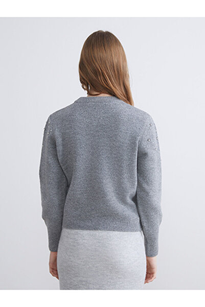 LC Waikiki Hilfa Yeni Sezon Bisiklet Yaka Taşlı Kadın Triko Kazak