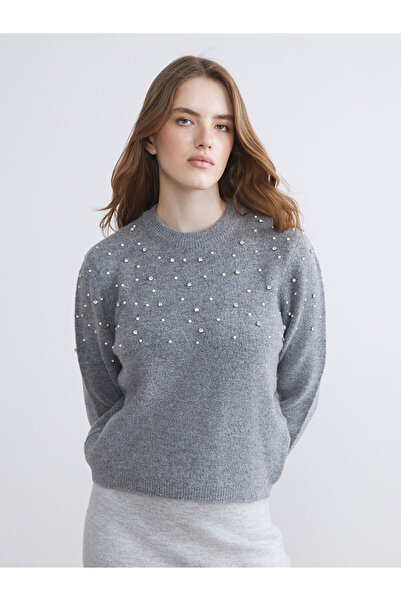 LC Waikiki Hilfa Yeni Sezon Bisiklet Yaka Taşlı Kadın Triko Kazak