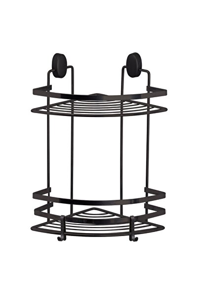 Okyanus Home Raft de baie din oțel DLS-741, instalare pe colț, negru, 2 raftu...