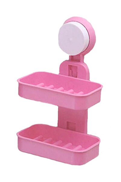 DRAMA HOME حامل صابون وفرشاة أسنان من طبقتين - وردي/أبيض