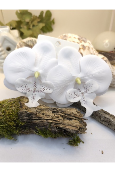 QERMA Kore Tarzı Orkide Küpe Zra Küpe Büyük Beyaz Çiçek Küpe Çiçekli Küpe 9cm