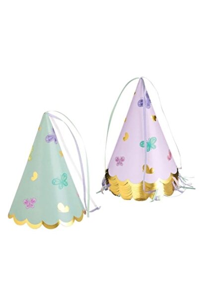 ANTBRO Set of 12 Antbro® multicolored party cones with butterflies, cardboard