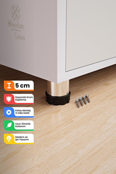 wooden lane studio Metal Mobilya Ayağı 5 cm Krom Tekli – Baza Koltuk Kanepe Ç...