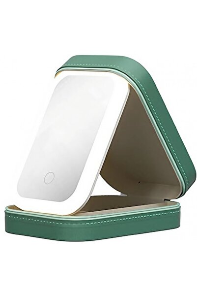 Danex Τσάντα καλλυντικών με καθρέφτη LED, 4 διαμερίσματα, φόρτιση USB, πράσινη