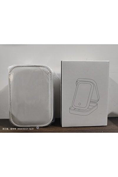 OEM Trusă de cosmetice cu oglindă LED, 3 moduri de iluminare, reîncărcabilă prin USB, organizator de machiaj cu 4 compartimente, din piele, albă.
