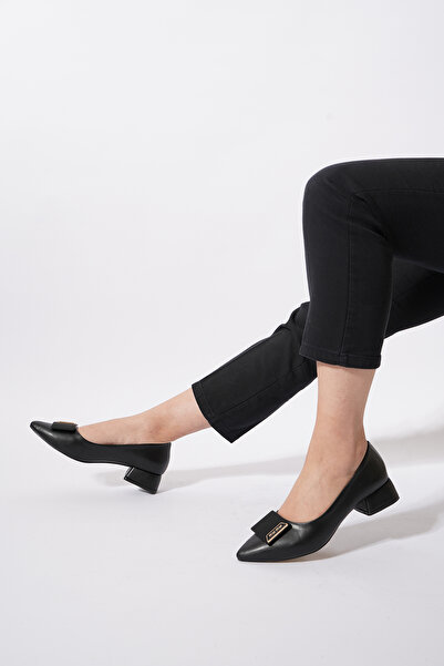 Himushe Cekav Mw Tokalı Ökçeli Kadın Babet Siyah Cilt