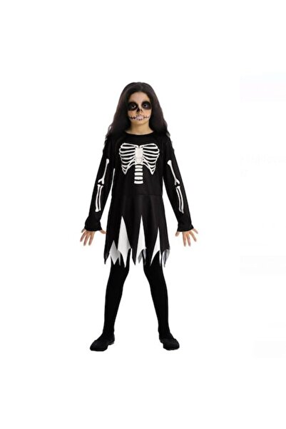 OEM Halloween Costume for Kids Black Dress Skeleton 6-8 Years