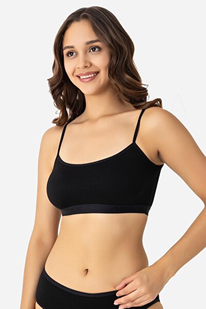 Arma Yıldız Women's Bamboo Rope Strap Bustier with Removable Pads Black 3-Pack