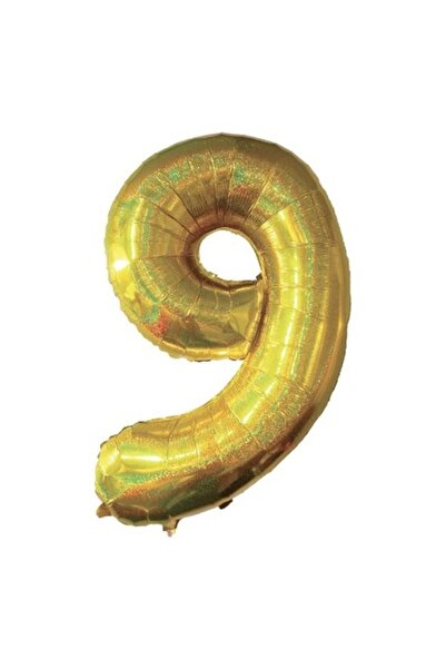 ANTBRO Μπαλόνι για πάρτι, μεταλλικό φύλλο, αρ. 9, χρυσό ολογραφικό, 110εκ.