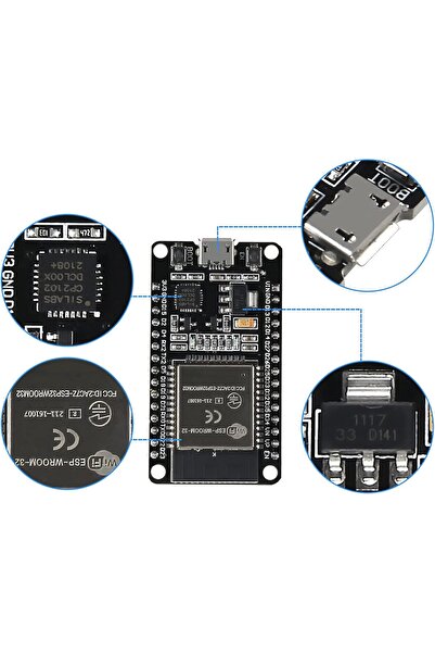 J9ÇINAR لوحة تطوير DIANN ESP-WROOM-32 ESP32 ESP-32S مع لوحة توسعة (مجموعة لوحات ESP32)