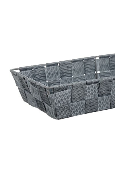 ANTBRO Antbro® storage basket with rattan weave pattern and metal frame, gray, 36x14x6cm