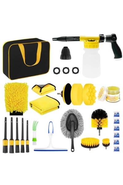 Danex Set 26 Accesorii pentru Curățarea Auto, Interior și Exterior, Galben