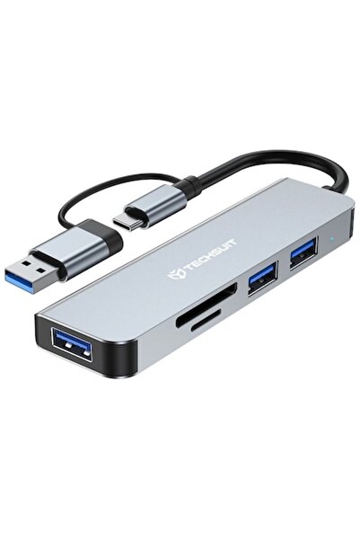 Danex Hub multiport, USB, Tip-C la USB 3.0, 2x USB 2.0, Card SD/TF, L56, Techsuit DataBridge 5 în 1 H7, L