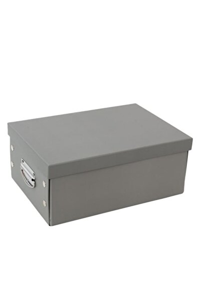 ANTBRO Storage Box Antbro® with Lid, Foldable, Cardboard with Metal Rivets and Handle, Gray, 32x22x14cm