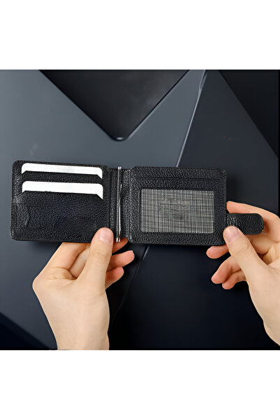 MODA محفظة رجالية من الجلد الطبيعي 100% - مع حامل نقود معدني وحامل بطاقات وقس...