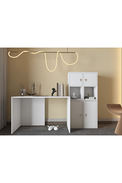 Nettrends Çalışma Masası Modüler Dolaplı 120x60 cm Beyaz-NRG-CMS-1009