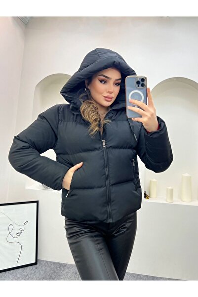 AXXAN معطف نسائي مبطن بغطاء للرأس وسحاب