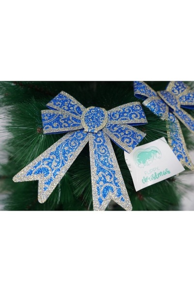 Danex Set 2 fundite pentru brad, Albastre, model spiralat, cu margini aurii, 13 x 18 cm, PVC