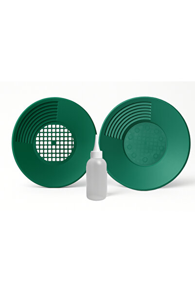 GNRL Gold Pan Altın Arama Yakalama Tavası Altın Yakalama Leğen Elek Set Yeşil (Pan, Elek, Vakum Şişe)