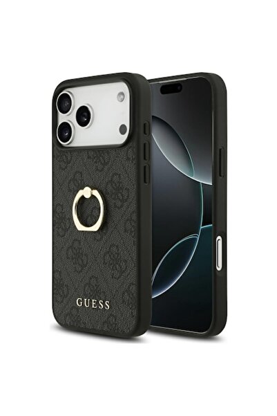 Stef's Cat Husă iPhone 17 Pro Max, Hardcase 4G Ring Stand A31, piele, neagră