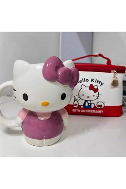 hediyeconcepti 500ml Sanrio Hello Kitty Karikatür Sevimli Seramik Yüksek Görünüm Yaratıcı Büyük Kapasiteli Kupa