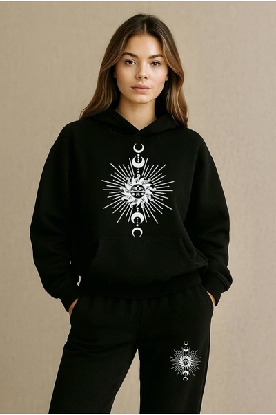 FUFLUNS SET DE PANTALONI DE TRENING OVERSIZE CU GLUGĂ PENTRU FEMEI/BĂRBAȚI, I...