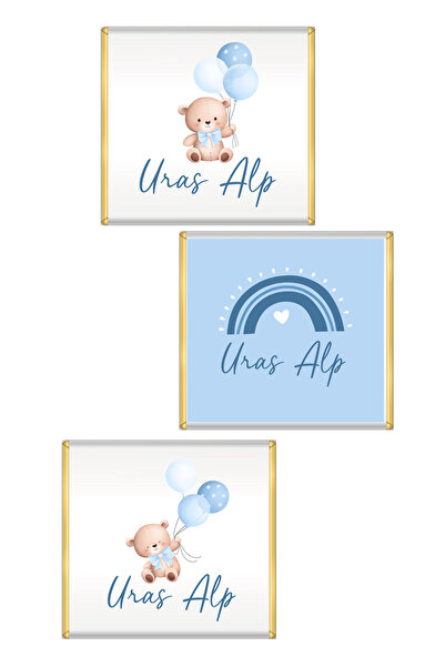 fırsatlar diyarı Ayıcık Tema - Bebek Madlen Çikolata Sargı Etiketi - 35 Adet